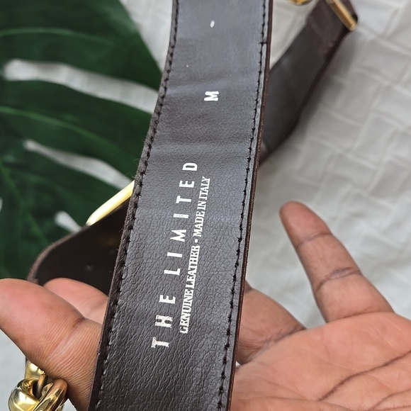 Vintage The Limited Brown and Gold Leather Belt Eclectic Minimalist Edgy Unique - Picture 5 of 6